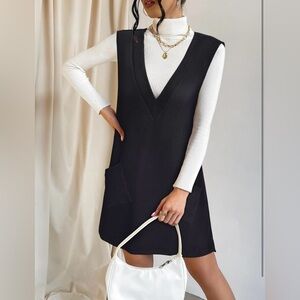 Elegant Black Sleeveless Overall Dress